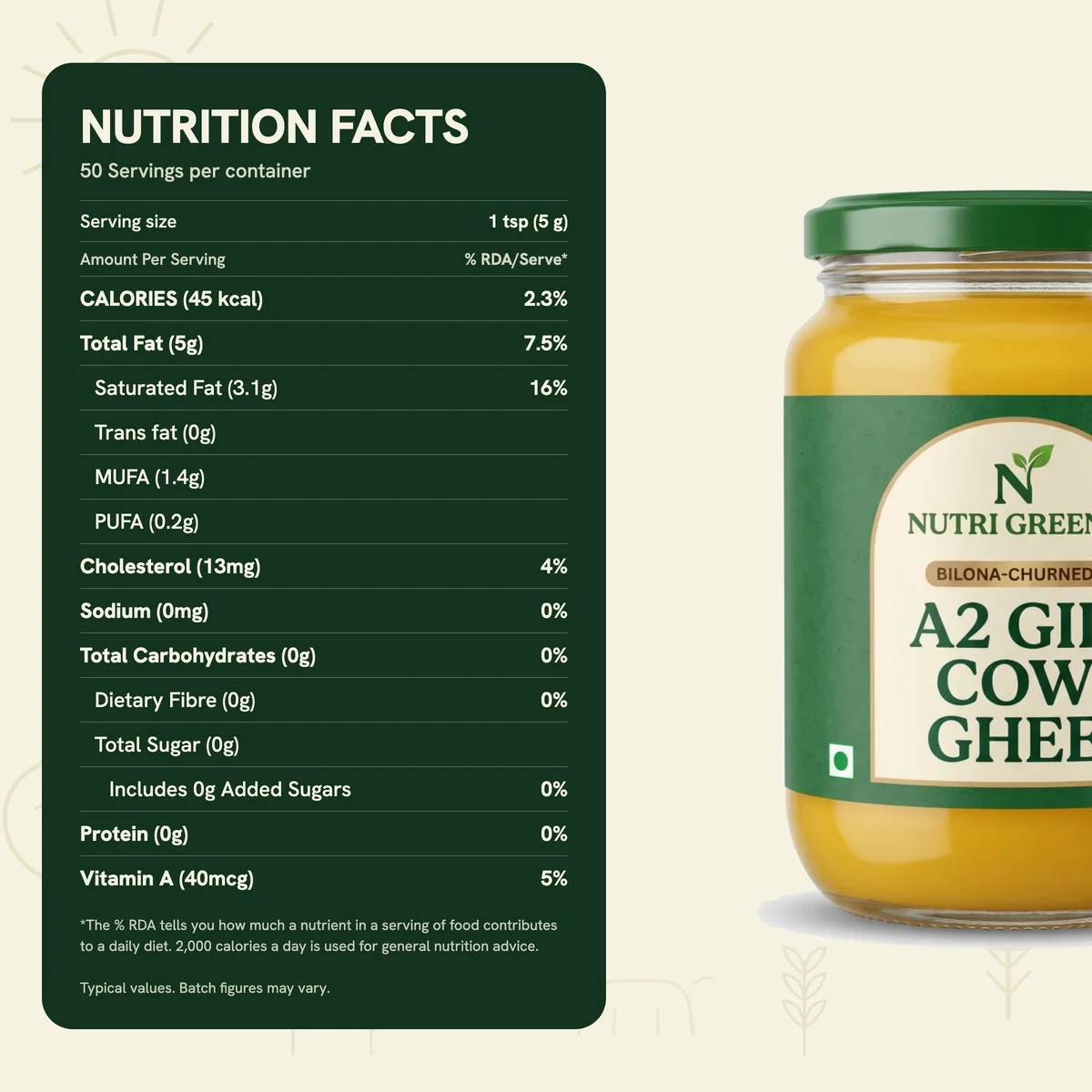 A2 Gir Cow Ghee · nutrition facts