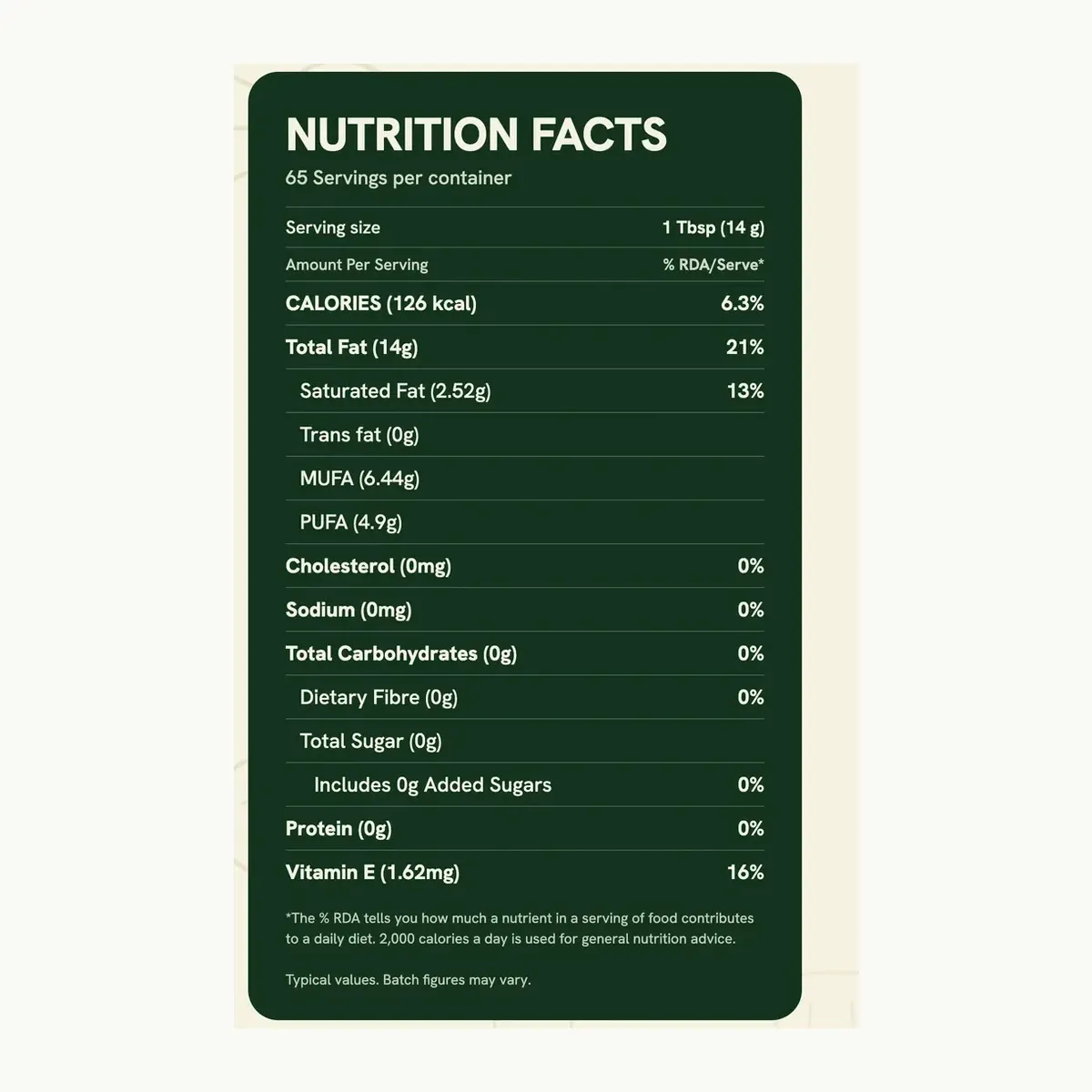 Groundnut Cold-Pressed Oil · nutrition facts